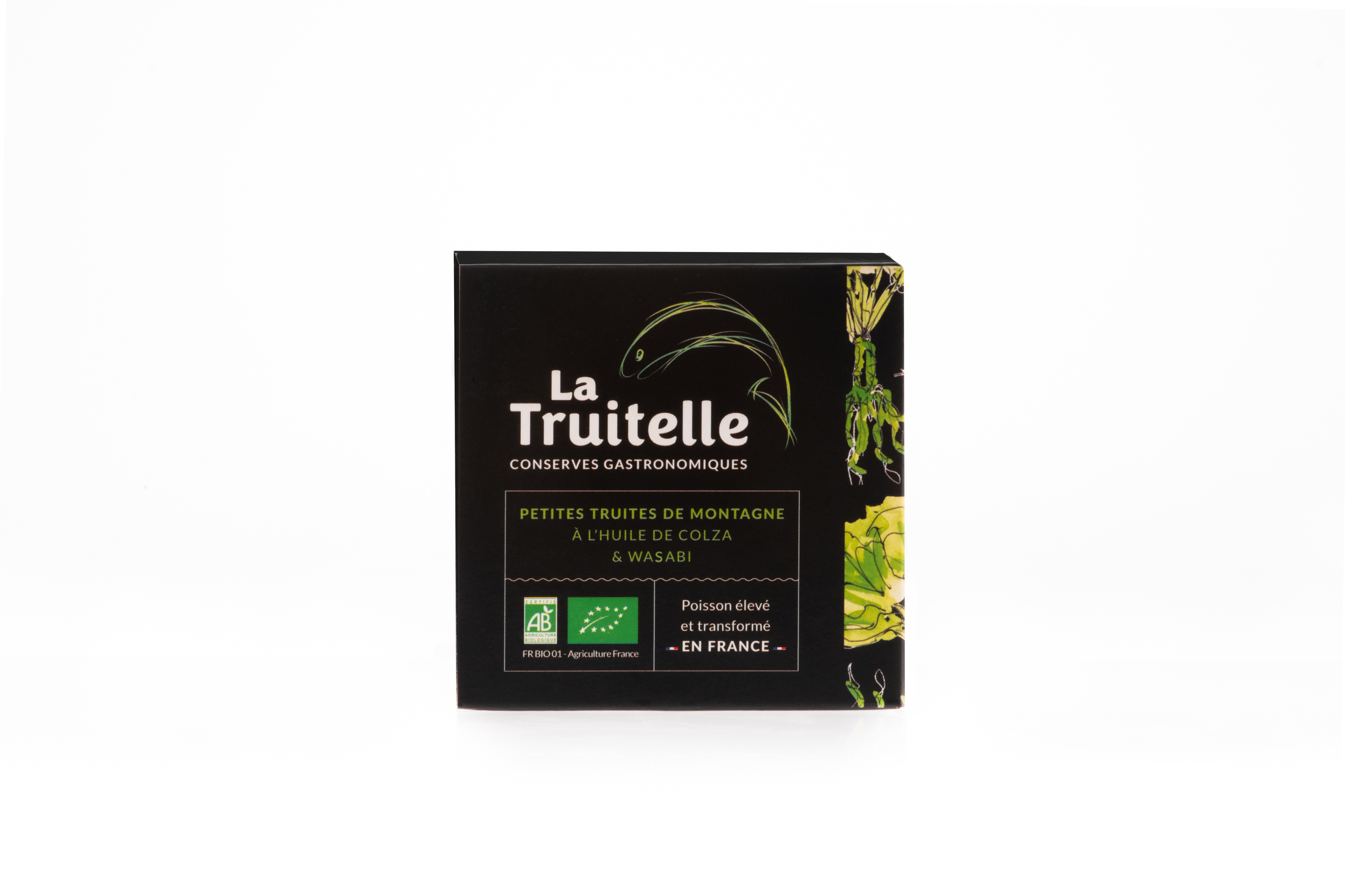 Truitelles, huile de colza et wasabi