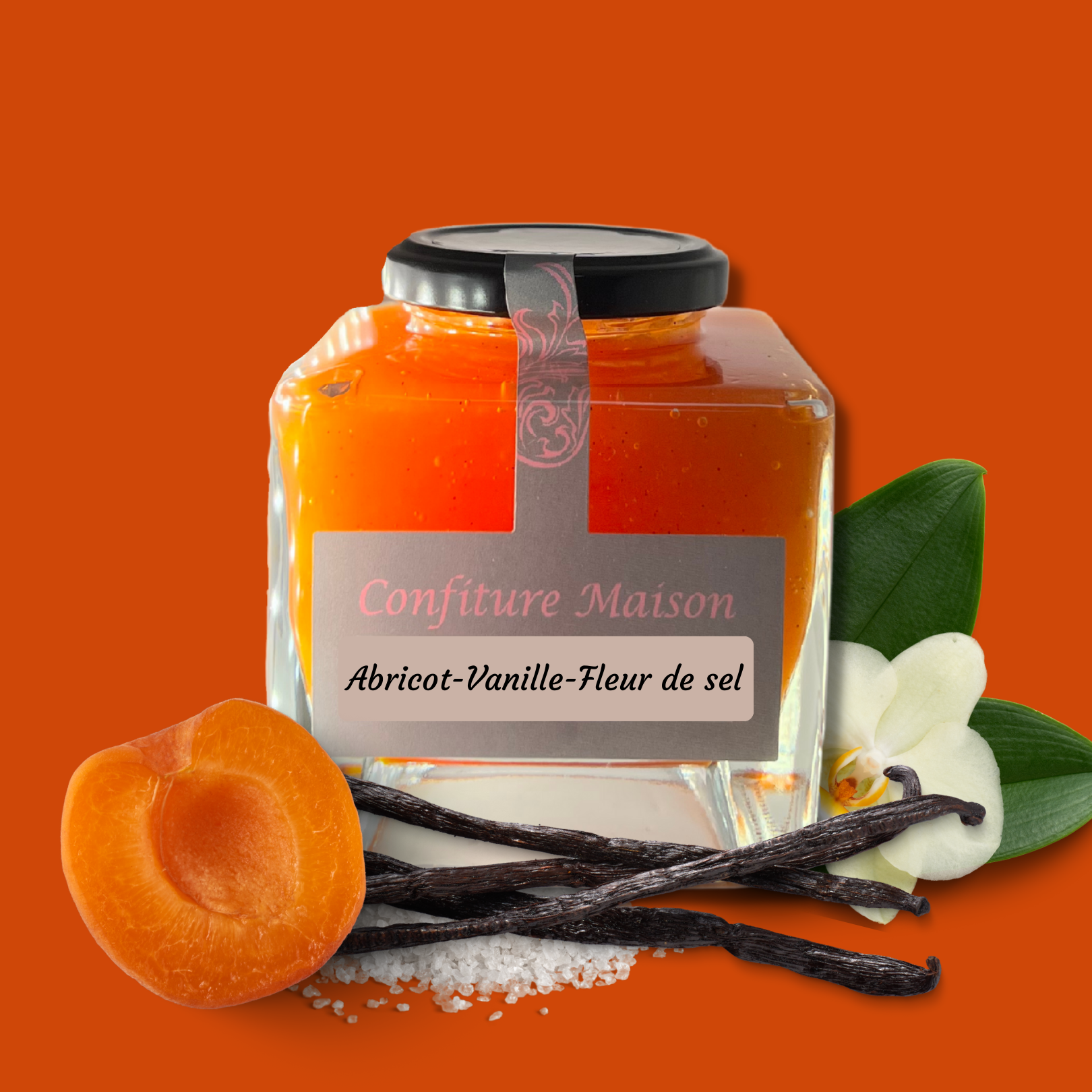 CONFITURE ABRICOT ROUGE DU ROUSSILLON VANILLE FLEUR DE SEL