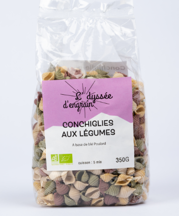 Pâtes au blés anciens aromatisées aux  légumes (multicolores)