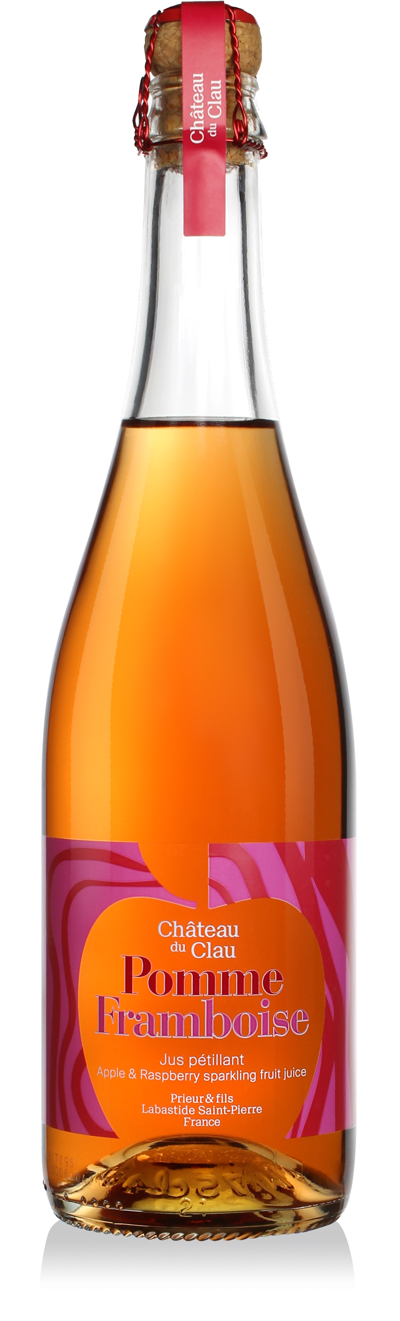 Jus pétillant pomme-framboise
