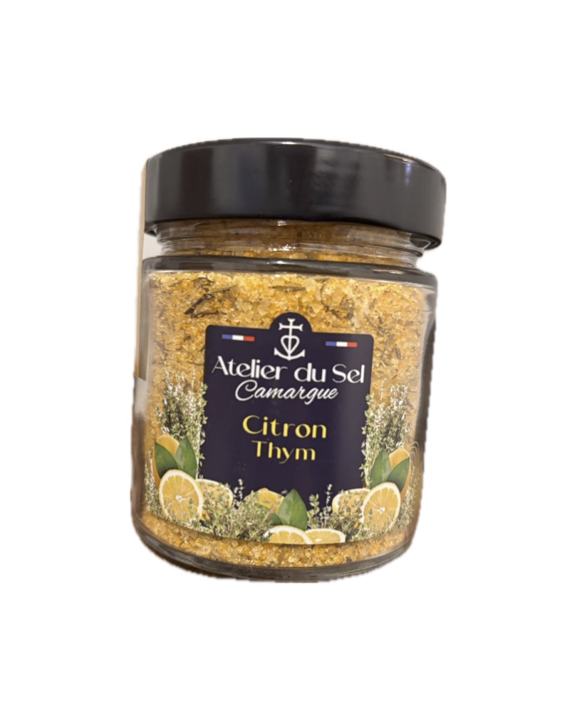 Pot rond vague Sel de Camargue Citron thym 200g